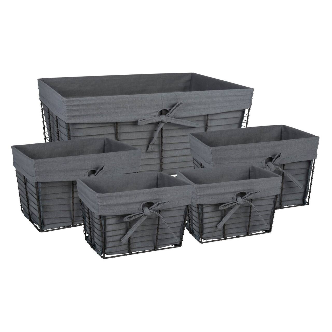 DII&#xAE; Gray Lined Vintage Wire Basket Set